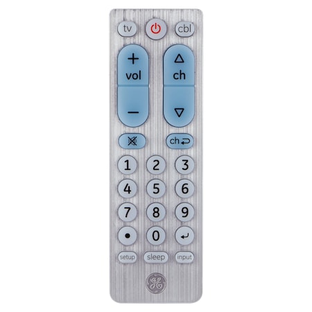 Ge Big Button Universal Remote Control 2-Device, Silver, 33701 33701